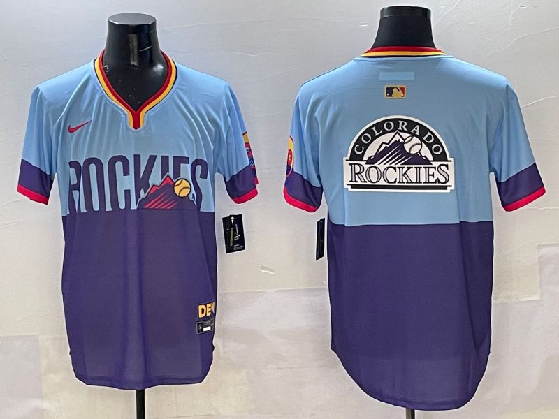 Men Colorado Rockies Blank Purple blue Joint Name 2025 Nike MLB Jersey style 6->colorado rockies->MLB Jersey